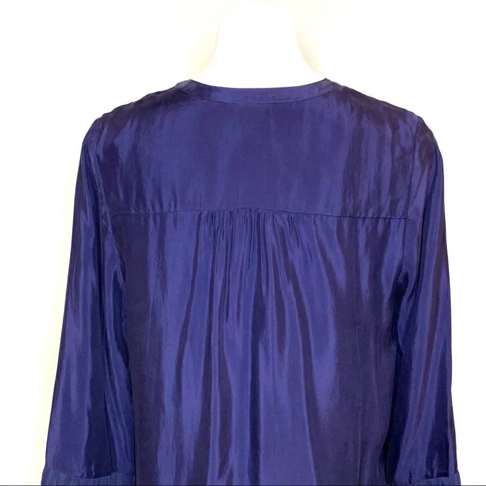 Daniel Rainn for stitch fix NWT navy blue kittie textured blouse size L